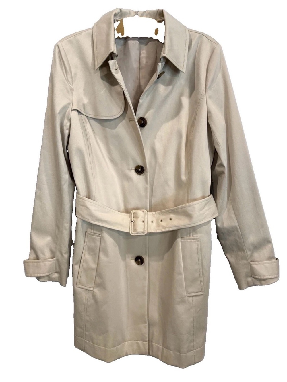 Brooks Brothers 346 Women Classic Single Breasted Coat with Belt Beige Size 8